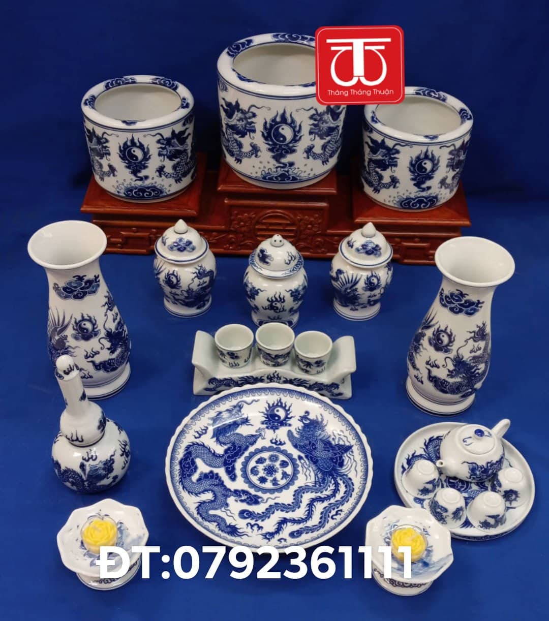 BỘ BÁT HƯƠNG VẼ RỒNG ĐẾ KÊ GỖ HƯƠNG