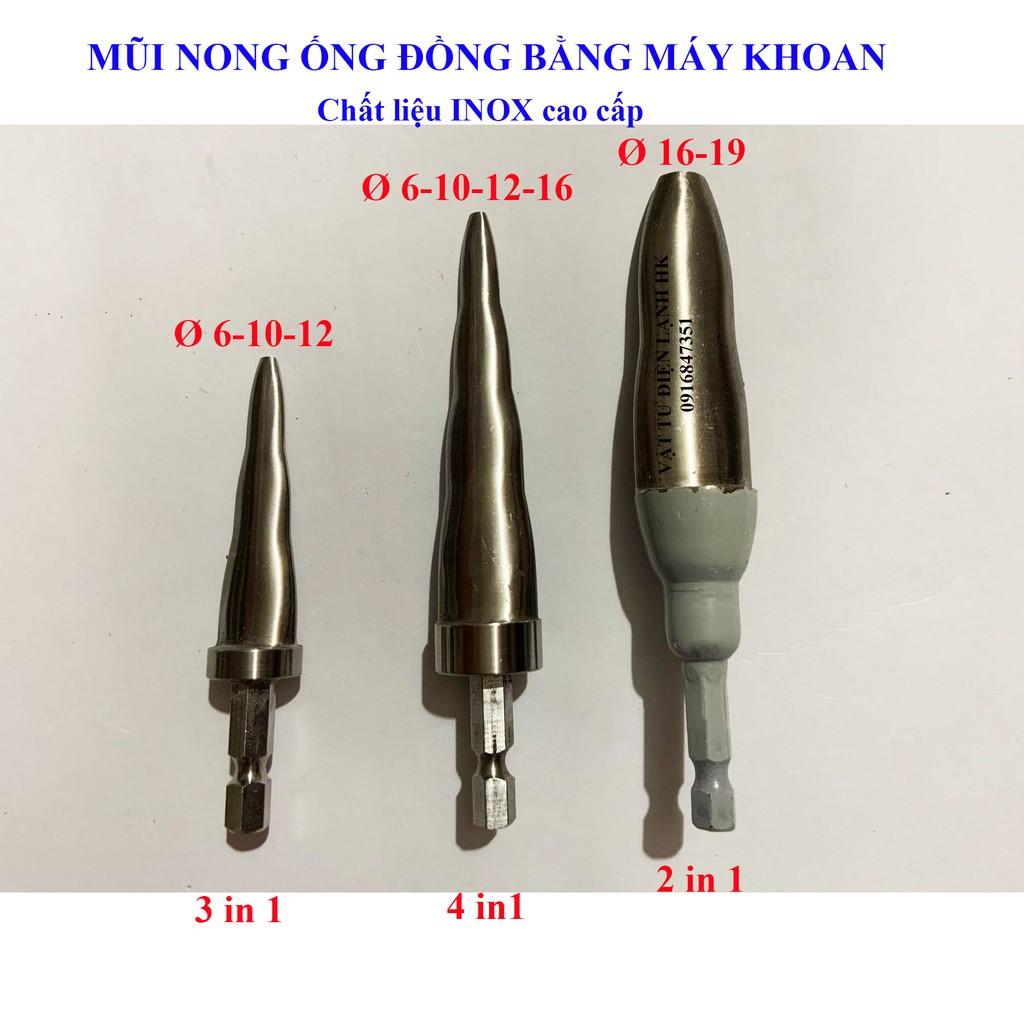 Nong ống đồng bằng khoan Nong ống đồng phi 6-10-12-16-19 mũi long inox bằng máy bắt vít 3in1 4in1