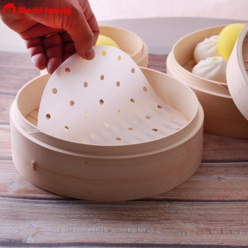 Giấy Nến Tròn Đục Lỗ loại 100 tờ và 400 tờ Cho Nồi Chiên Không Dầu Giấy Nến Nướng Hấp Bánh nhiều size