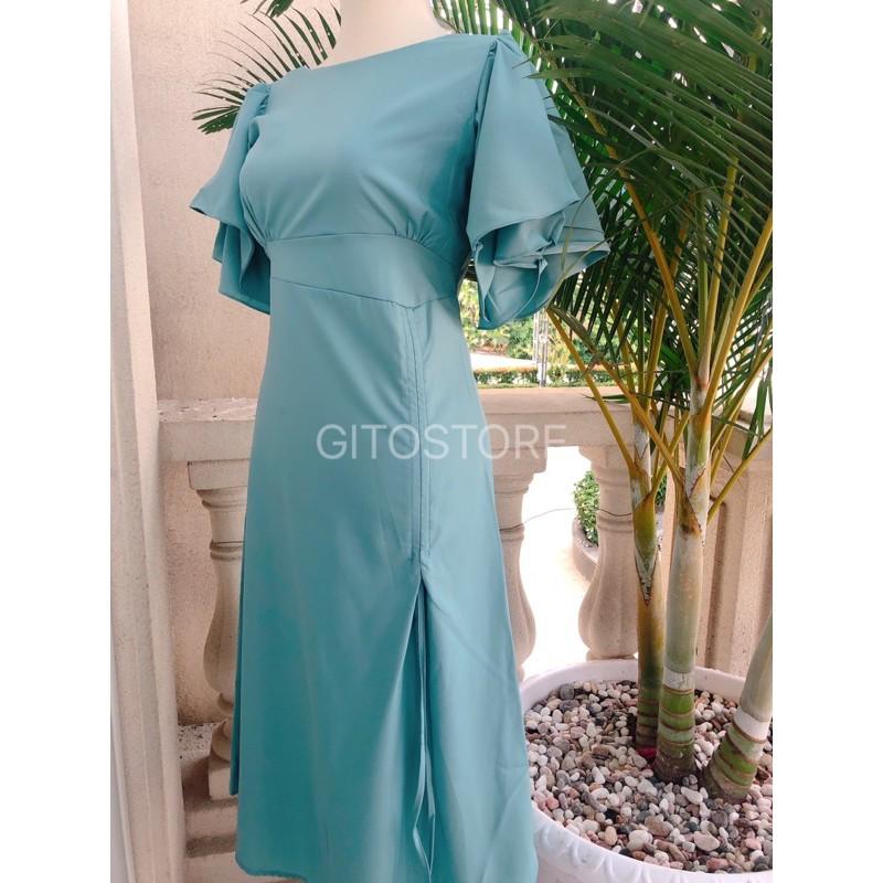 ĐẦM NỮ - VÁY MIDI TRẮNG RÚT DÂY HÔNG -HỒNG XANH NUDE ĐỎ TRẮNG - GD051