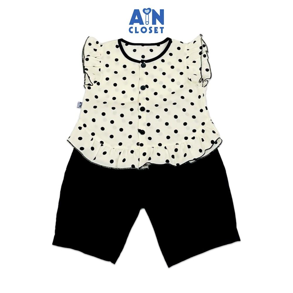 Bộ quần áo Lửng bé gái họa tiết Bi Đen Lụa trượt - AICDBG5PA7XH - AIN Closet