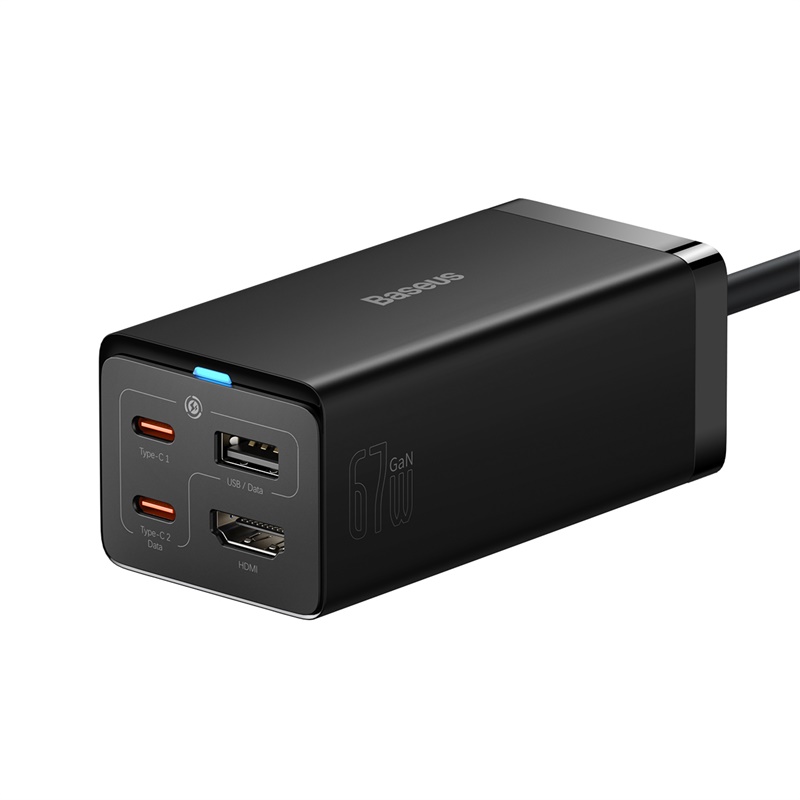 Củ Sạc Nhanh Kiêm Hub Mở Rộng Đa Năng 2 in 1 Baseus GaN5 Pro Desktop Fast Charger 1U+2C+HDMI 67W ( HDMI,Type C*2, USB*2 PD/ QC/ SCP/ FCP/ AFC/ PPS Quick Charger) (Hàng chính hãng)