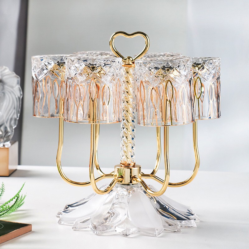 GIÁ ÚP CỐC MẠ VÀNG ĐẾ THỦY TINH CAO CẤP