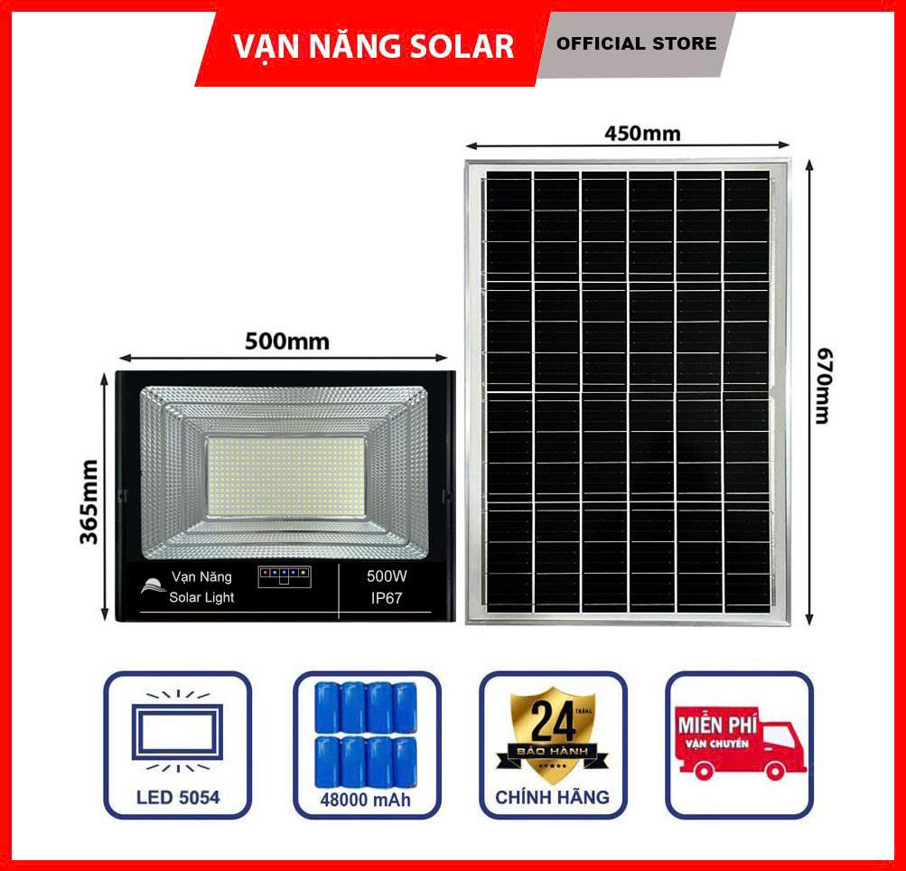 Đèn Pha Năng Lượng Mặt Trời Vạn Năng 500w