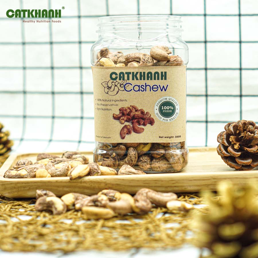 Hạt điều rang muối vỏ lụa Cát Khánh hủ 180gr