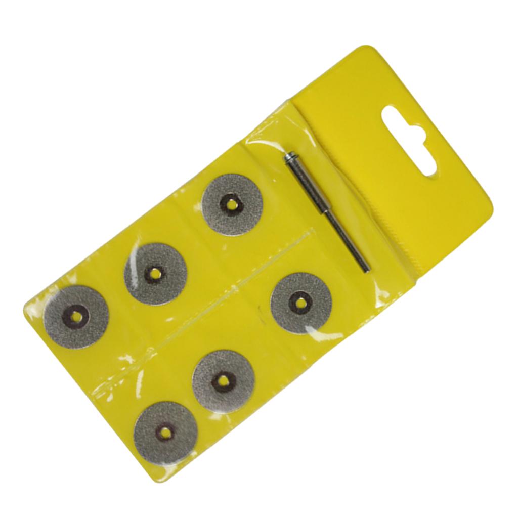 6Pcs Diamond Cutting Discs Drill Bit Rotary w/ Mandrel 20mm without holes