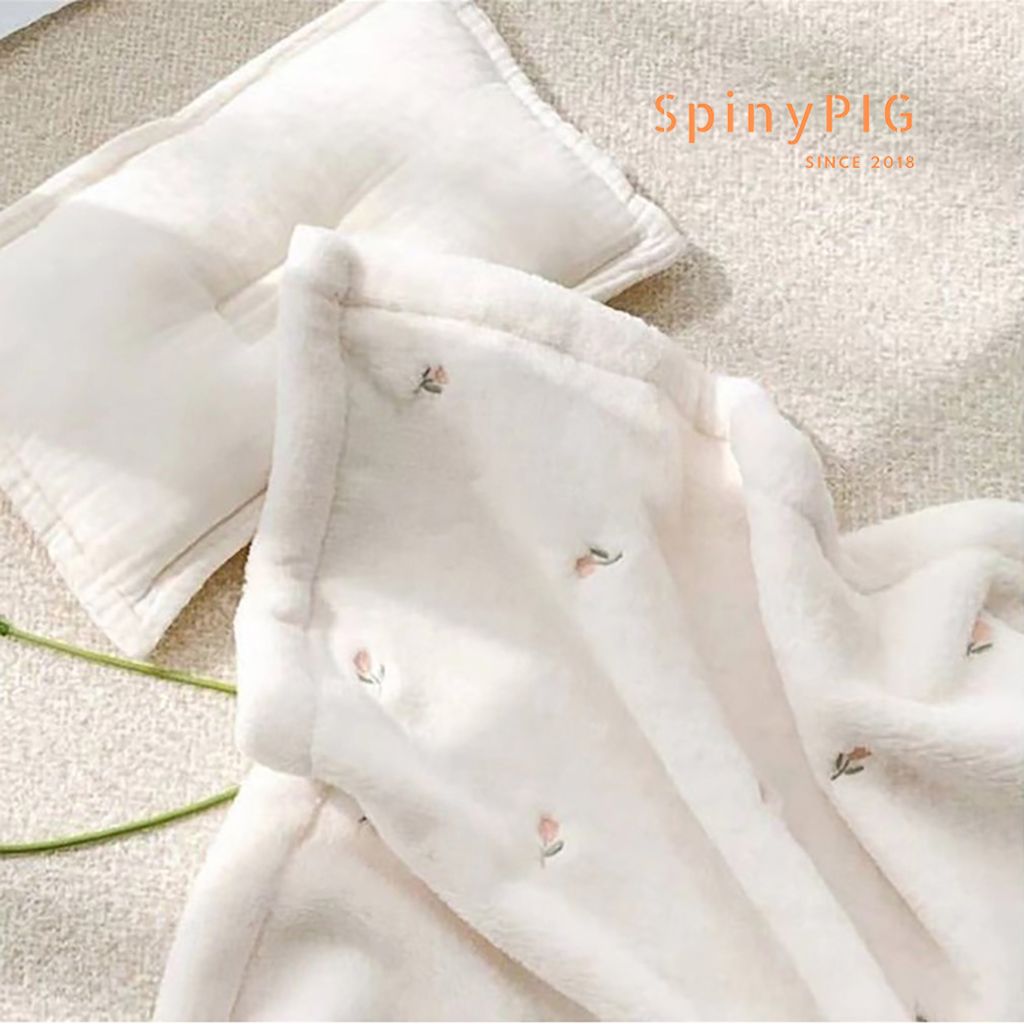 Chăn cho bé lông tuyết hoạ tiết thêu cao cấp style Hàn Quốc cực mềm đẹp dành cho hè thu