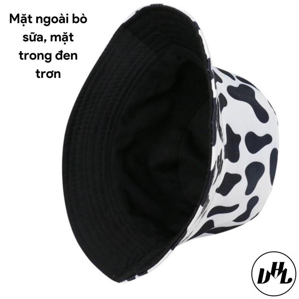 Mũ bucket bò sữa ️ Nón vành tròn hoạ tiết trắng đen phong cách Ulzzang form unisex nam nữ - BK01