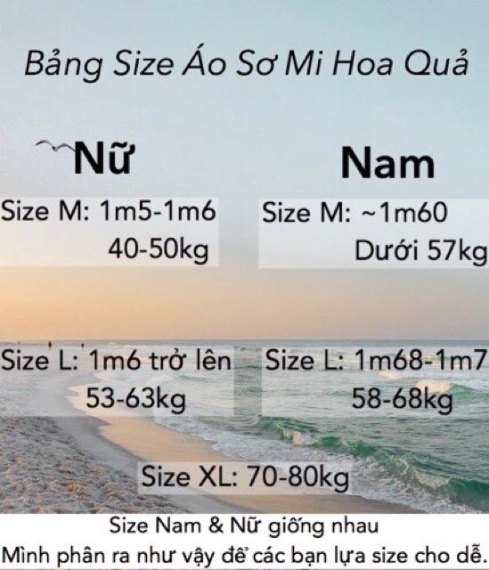 Sale sỉ = lẻ = 69k. Áo sơ mi hoạ tiết hoa quả đi biển - áo đôi nhóm - đồng phục công ty gia đình - Áo đũi mát