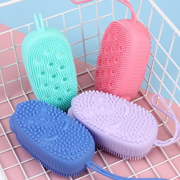BÔNG TẮM CHÀ LƯNG CỌ LƯNG SILICON 2 MẶT HÌNH GẤU TẠO BỌT CỌ CHÀ LƯNG TIỆN LỢI