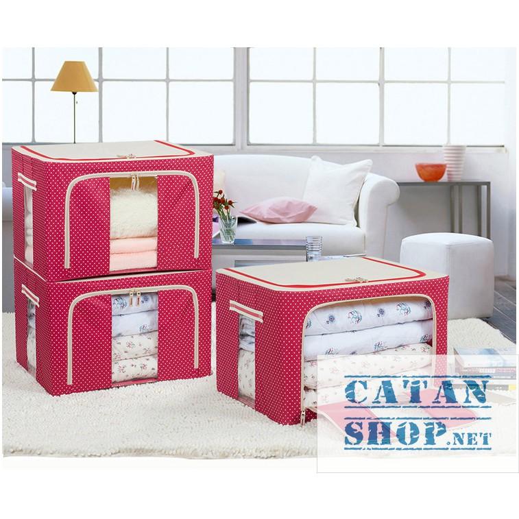 Hộp Đựng Quần Áo Chăn Màn Khung Thép, túi chăn màn khung thép Cao Cấp Loại To Tiện Lợi 66 Lit
