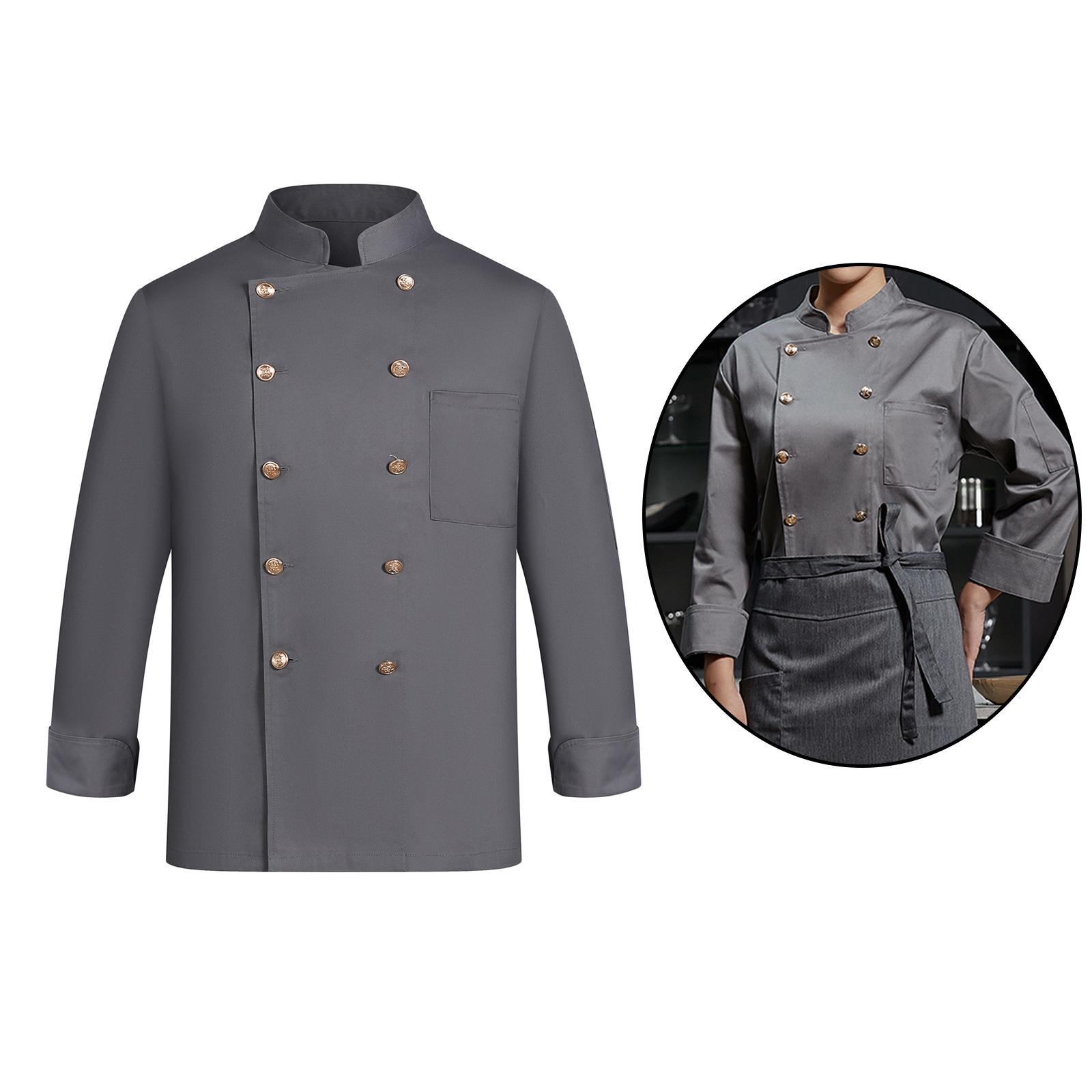 Chef Jacket Waiter Gray Wear Resistant Chef Coat for Kitchen