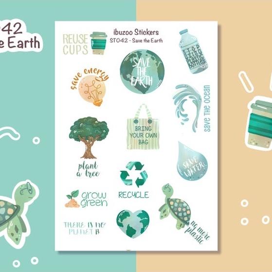 Sticker save the earth - chuyên dán, trang trí sổ nhật kí, sổ tay | Bullet journal - Unim027