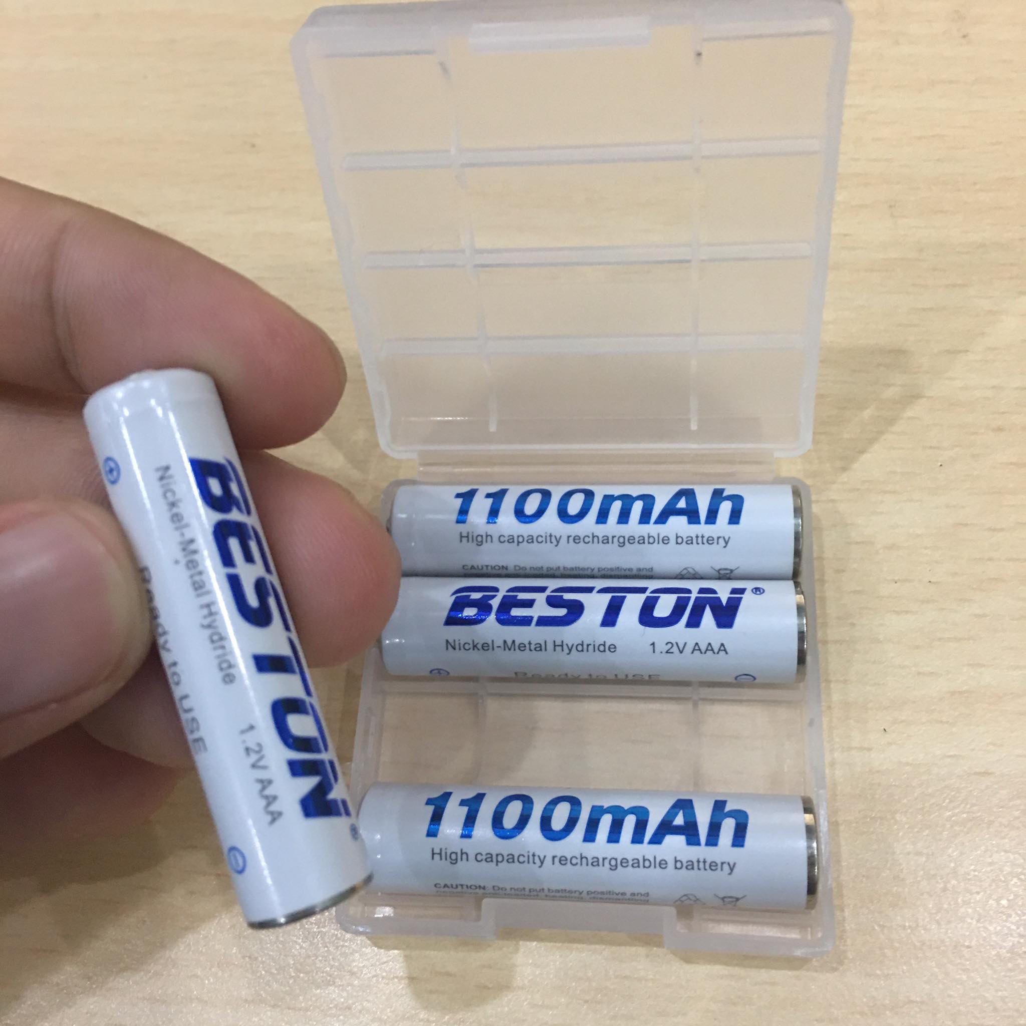 Vỉ 4 Pin sạc AAA (3A) BESTON , Pin đũa sạc dung lượng 1100mAh Tặng kèm hộp đựng pin