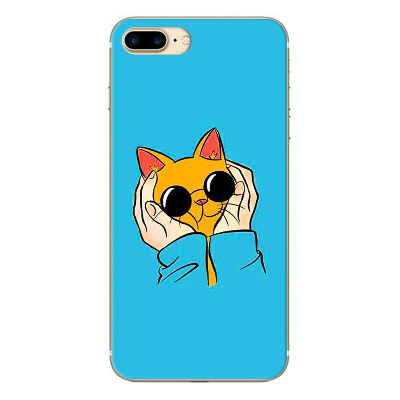 Ốp Lưng Dành Cho iPhone 7 Plus / 8 Plus Mèo Đeo Kính Nền Xanh