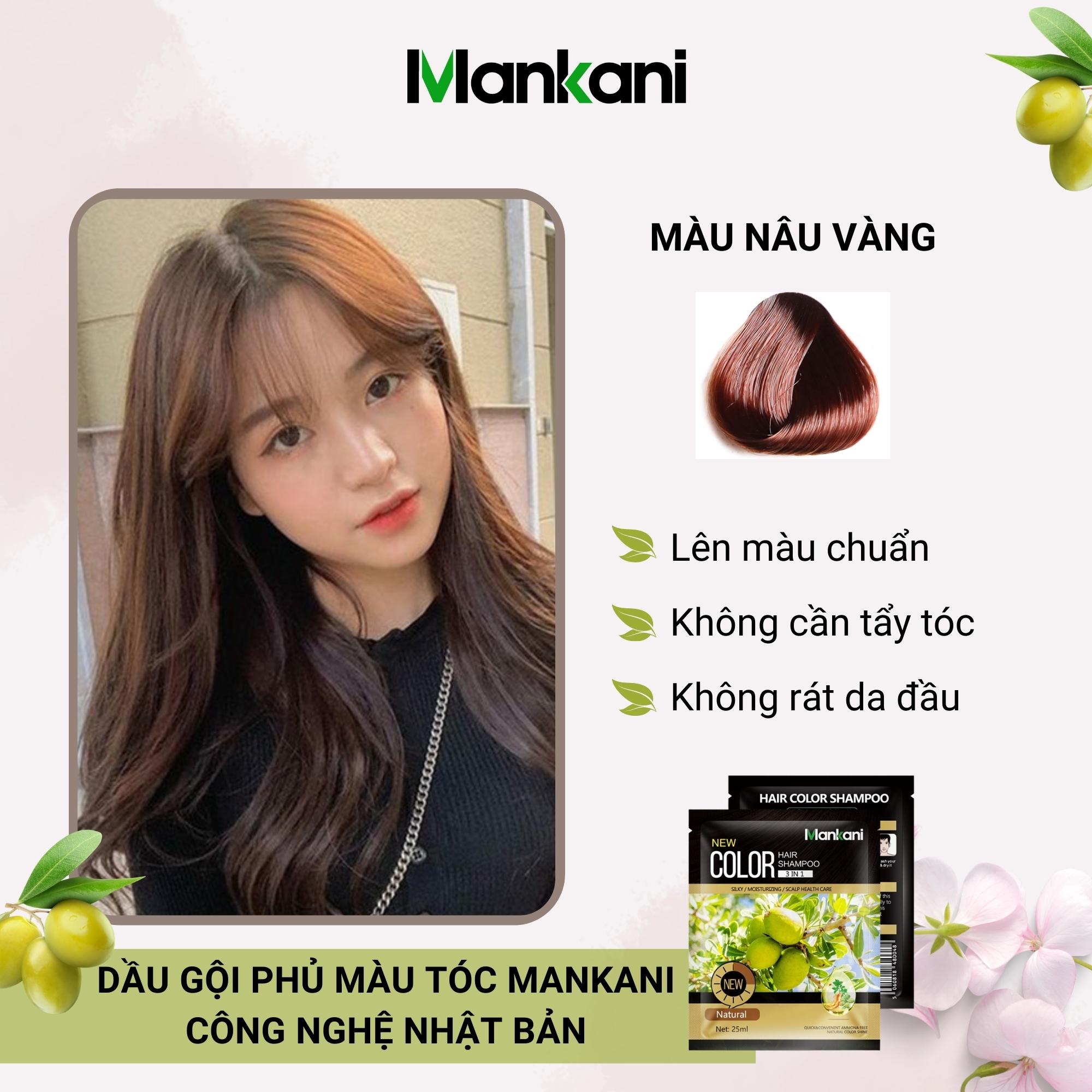 Hộp Dầu Gội Nhuộm Tóc, Thảo Dược Màu Nâu Vàng, Mankani