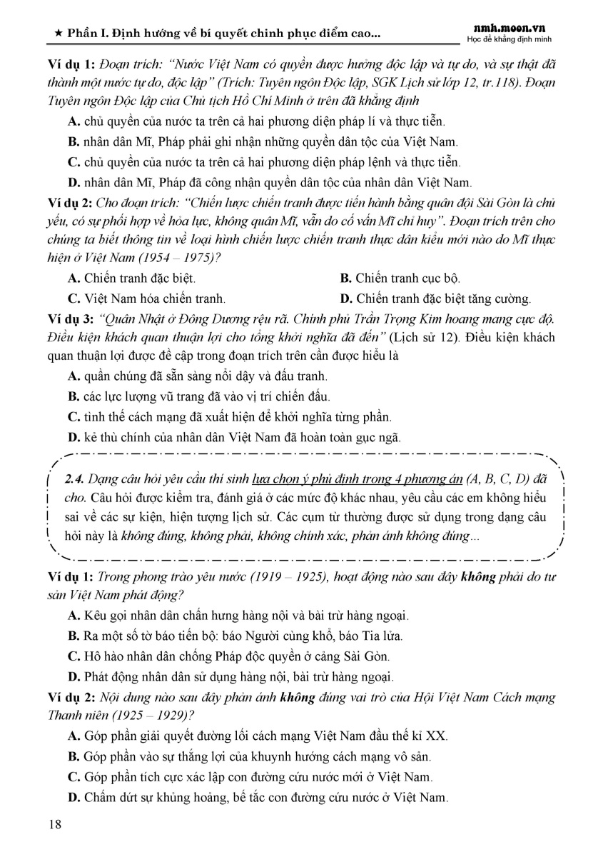 55 Đề Thi Minh Họa Môn Lịch Sử (Chọn Lọc) - MOON