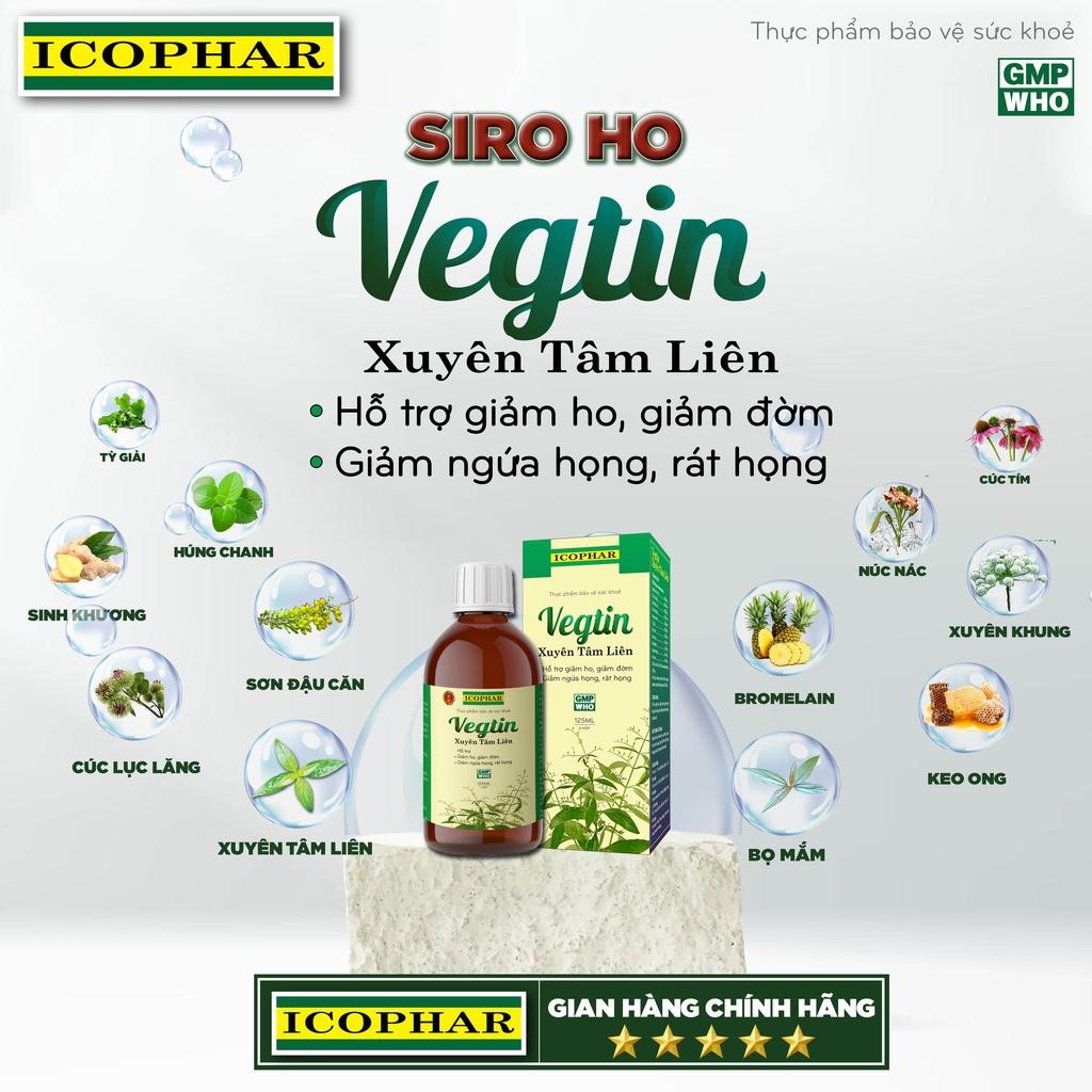 SIRO HO VEGTIN XUYÊN TÂM LIÊN - Giảm ho khan, ho có đờm, giảm ngứa, đau rát họng - Hiệu quả, An toàn cho bé