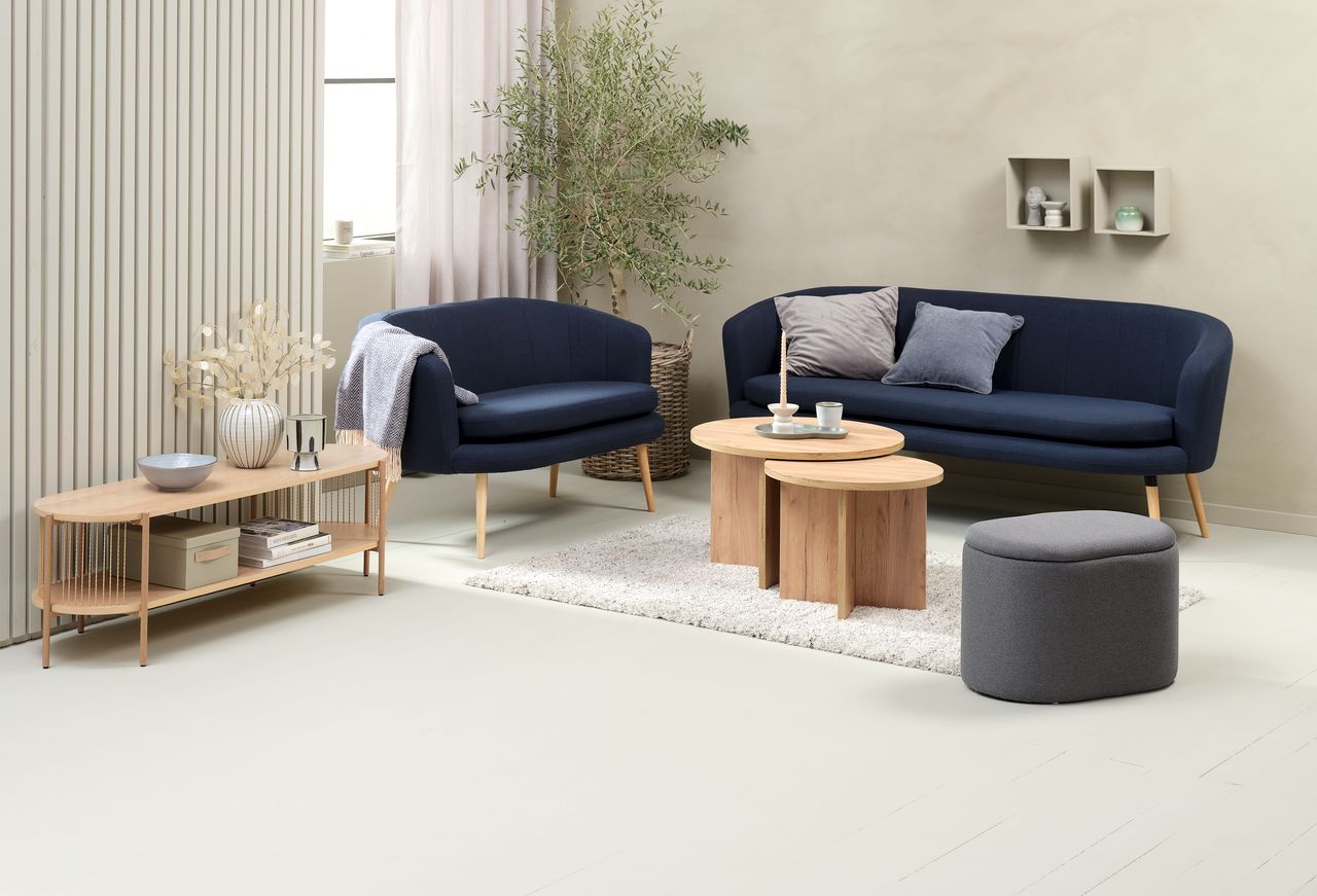 Sofa 3 chỗ | JYSK Gistrup | vải polyester | xanh đậm | R198xS78xC76cm