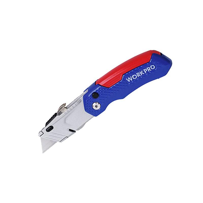 Dao rọc cáp gấp gọn 10cm màu xanh đỏ Workpro W011017