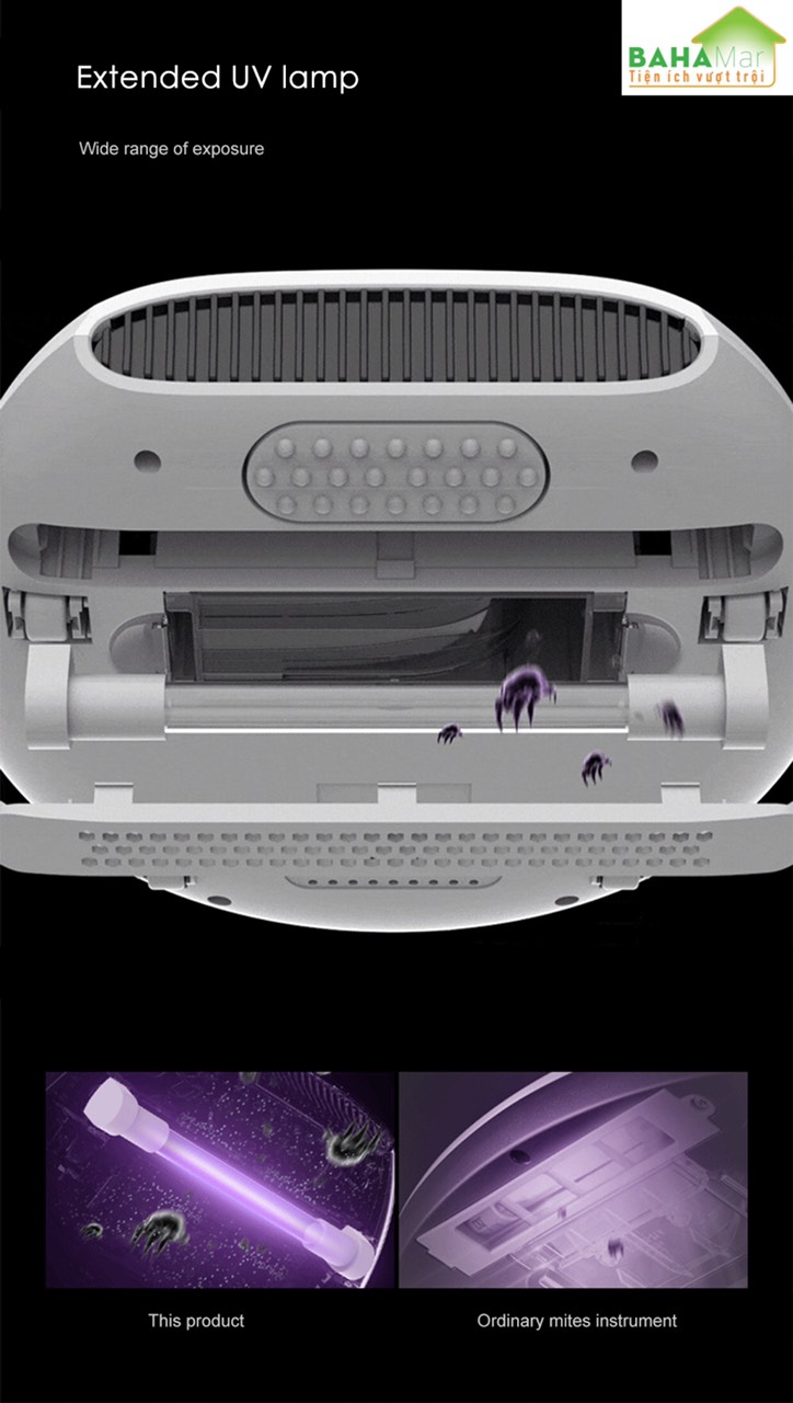MÁY HÚT BỤI ĐỆM, SOFA KHỬ TRÙNG BẰNG ÁNH SÁNG VÀ SỐC NHIỆT TIA UV &quot;BAHAMAR&quot; khử khuẩn 99,99% các vi khuẩn gây hại ân trong sợi vải...