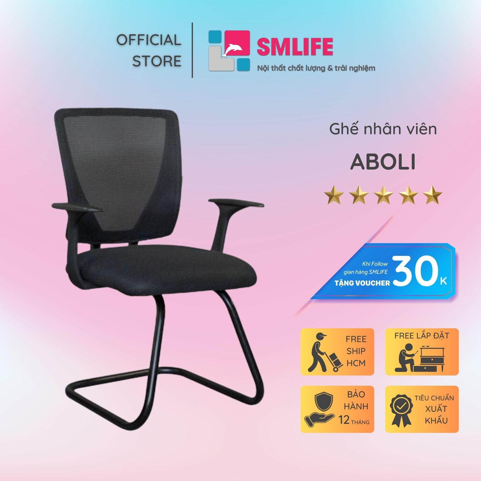 Ghế nhân viên chân quỳ SMLIFE Aboli