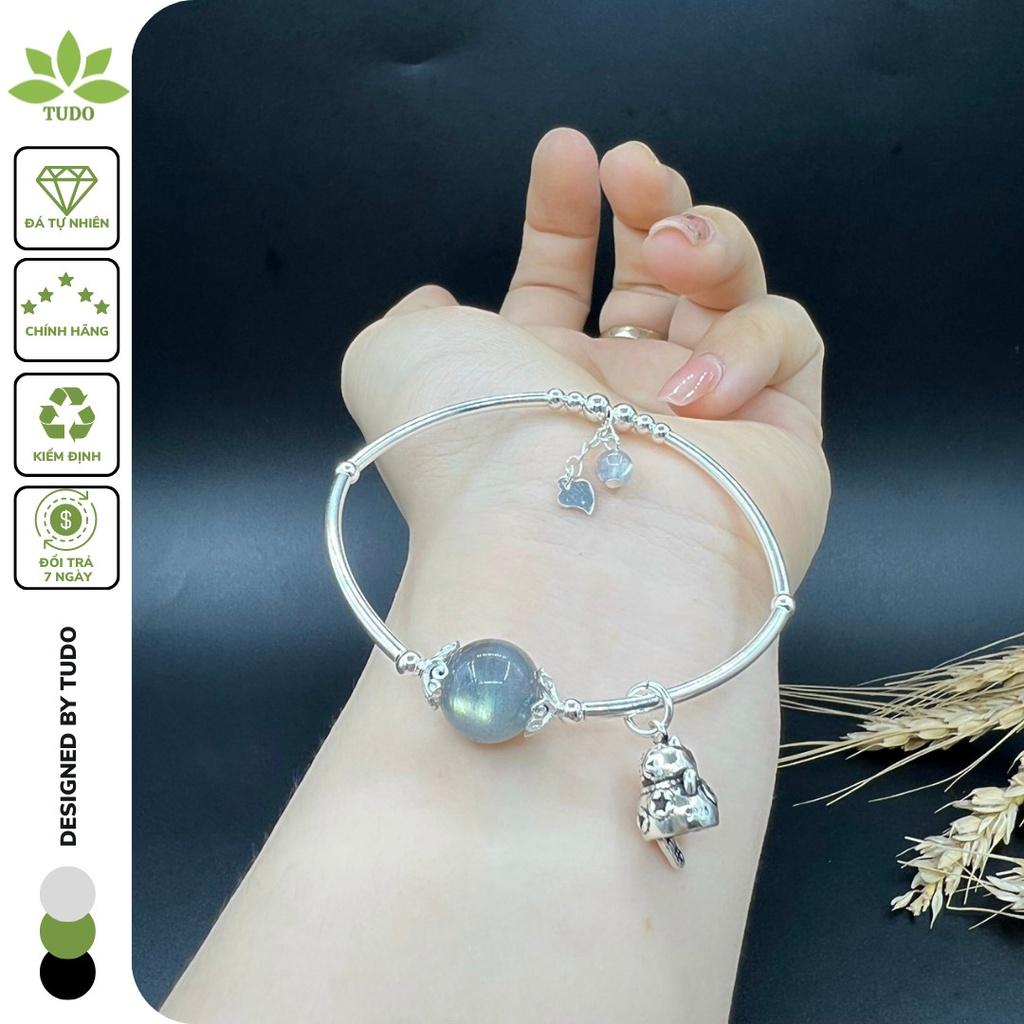 Vòng Tay Nữ Đẹp - Vòng Phong Thủy Mệnh Thủy TUDO VCBXACU Charm Bạc Mèo Thần Tài B8K400