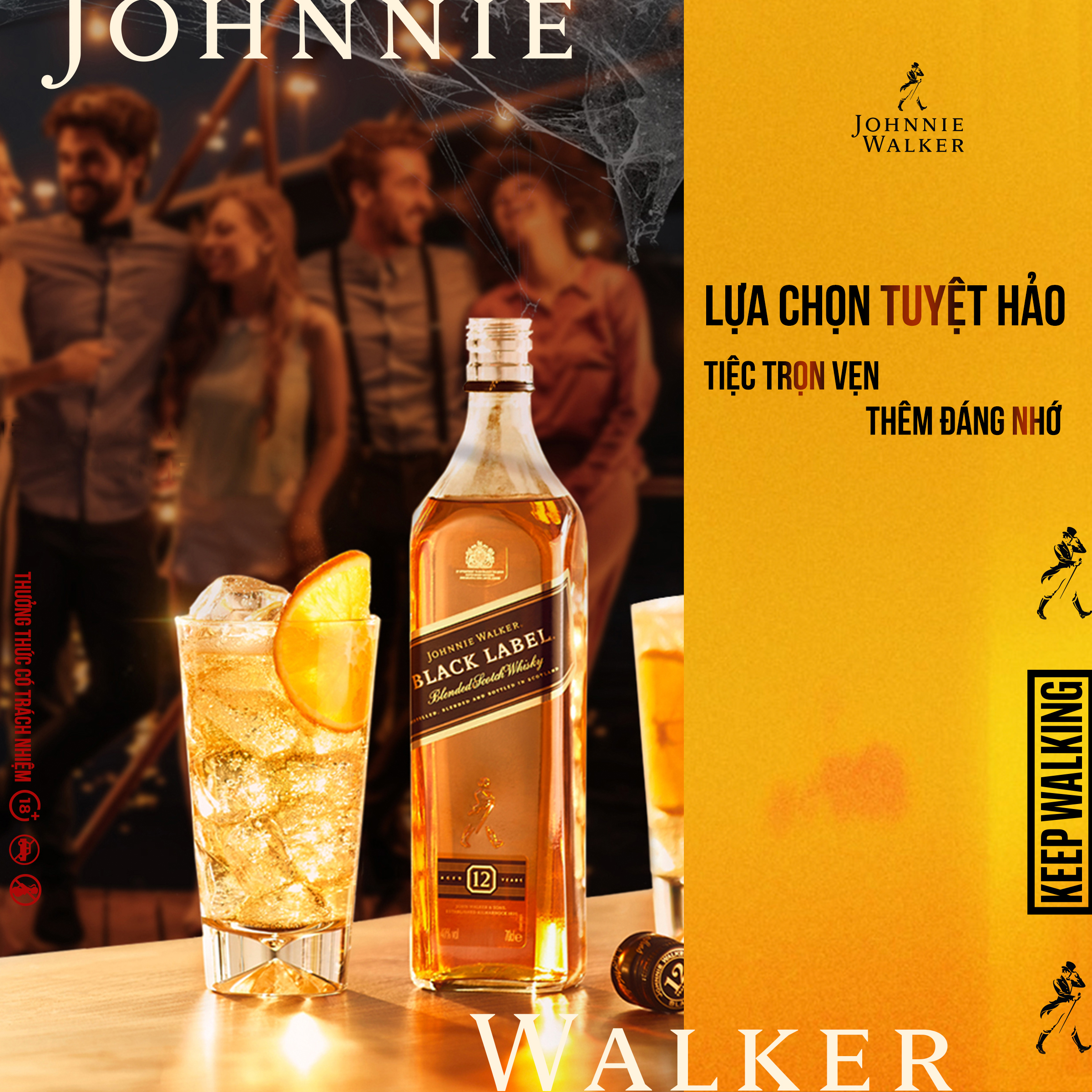 Rượu Johnnie Walker Black Label aged 12 years Blended Scotch Whisky 750ml 40% - Không Hộp