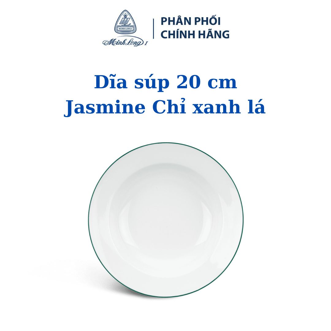 Dĩa súp 20 cm - Jasmine - Chỉ Xanh Lá - Gốm sứ cao cấp Minh Long 1