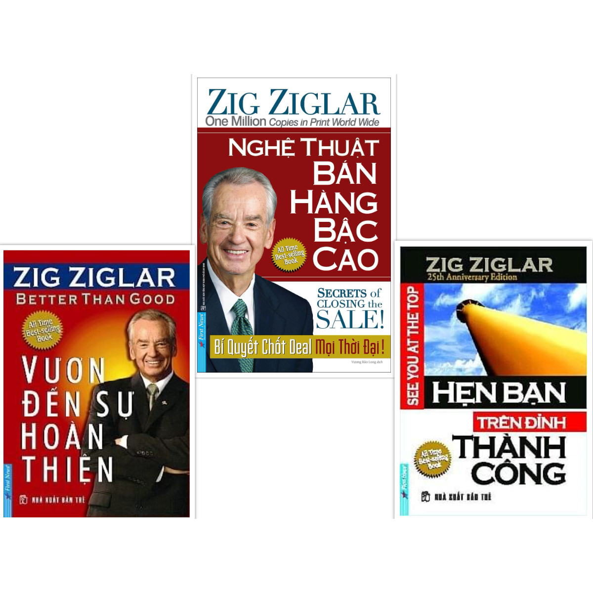 COMBO Tác giả Zig Ziglar (Vươn đến sự hoàn thiện + Nghệ thuật bán hàng bậc cao + Hẹn bạn trên đỉnh thành công) New 2020