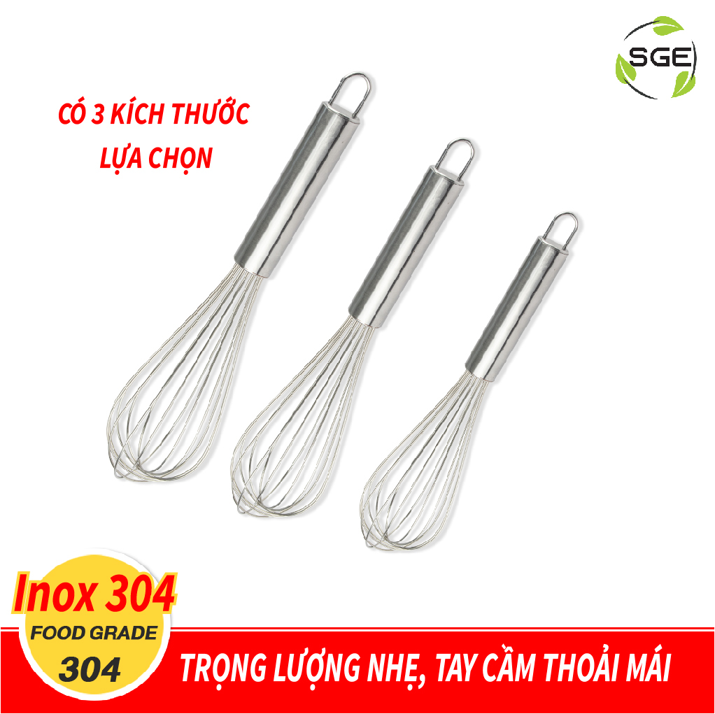 Cây Đánh Trứng Cầm Tay Mini, Phới Đánh Trứng Cao Cấp EB Không Gỉ, Gọn Nhẹ, Nhiều Kích Thước, Làm Từ 100% Inox Đảm Bảo Tiêu Chuẩn Vệ Sinh An Toàn Thực Phẩm - Nhập khẩu Chính Hãng Thái Lan