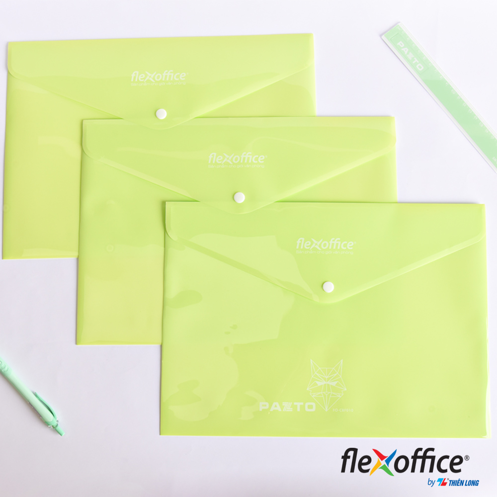 Combo 10 Bìa nút Pazto màu Pastel F4 Thiên Long Flexoffice FO-CBF010 - Màu ngẫu nhiên