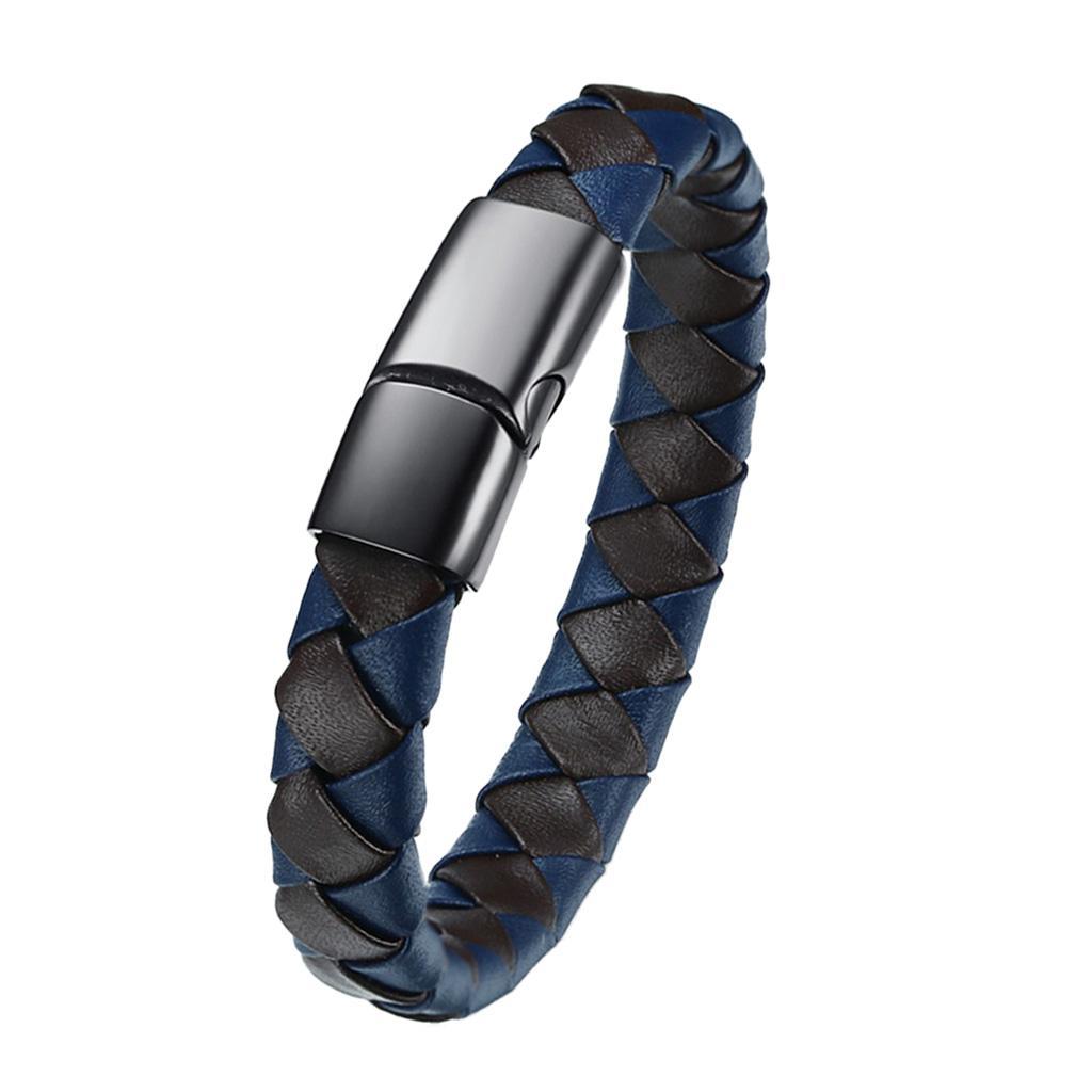 Mens Stainless Steel Bracelet Leather Bracelet Mens Gifts As Described