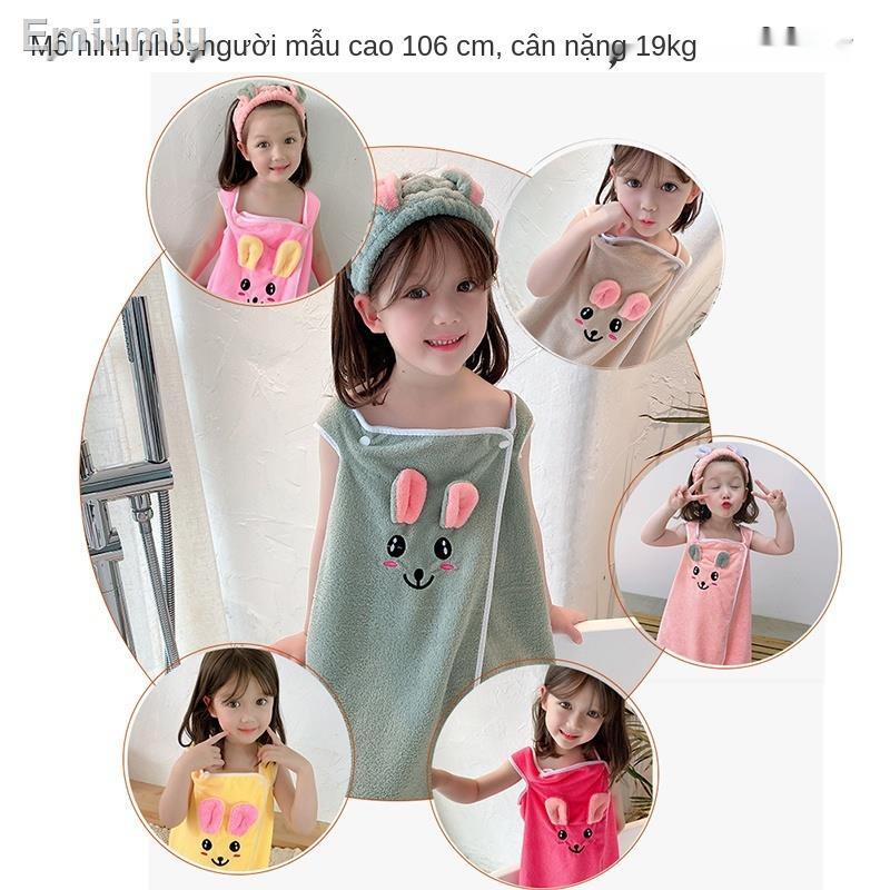 ﹍❏✓Khăn tắm trẻ em hoạt hình dễ thương có thể mặc váy tắm địu
