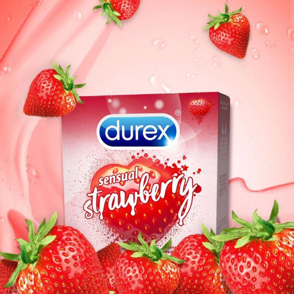 Bộ 3 Bao Cao Su Durex Sensual Strawberry - Hộp 3 chiếc