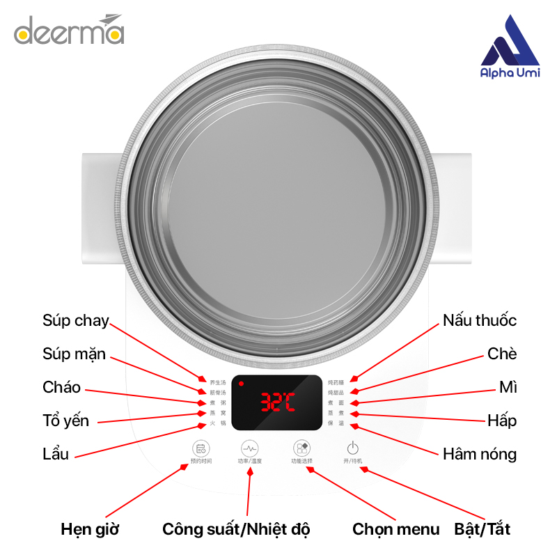 Nồi Lẩu Điện Đa Năng Deerma DG30 - Hàng Nhập Khẩu