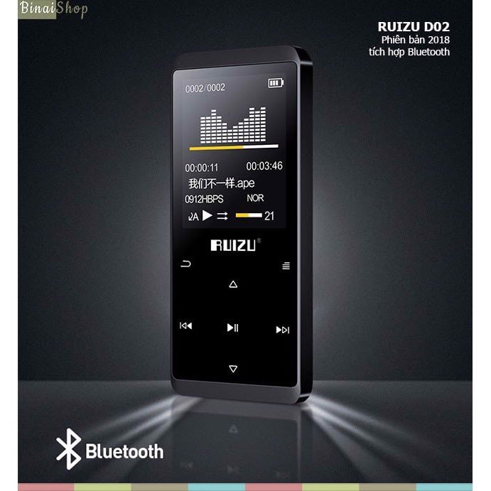 Máy Nghe Nhạc Lossless Bluetooth Ruizu D02 4GB (2018) - Hàng Chính Hãng