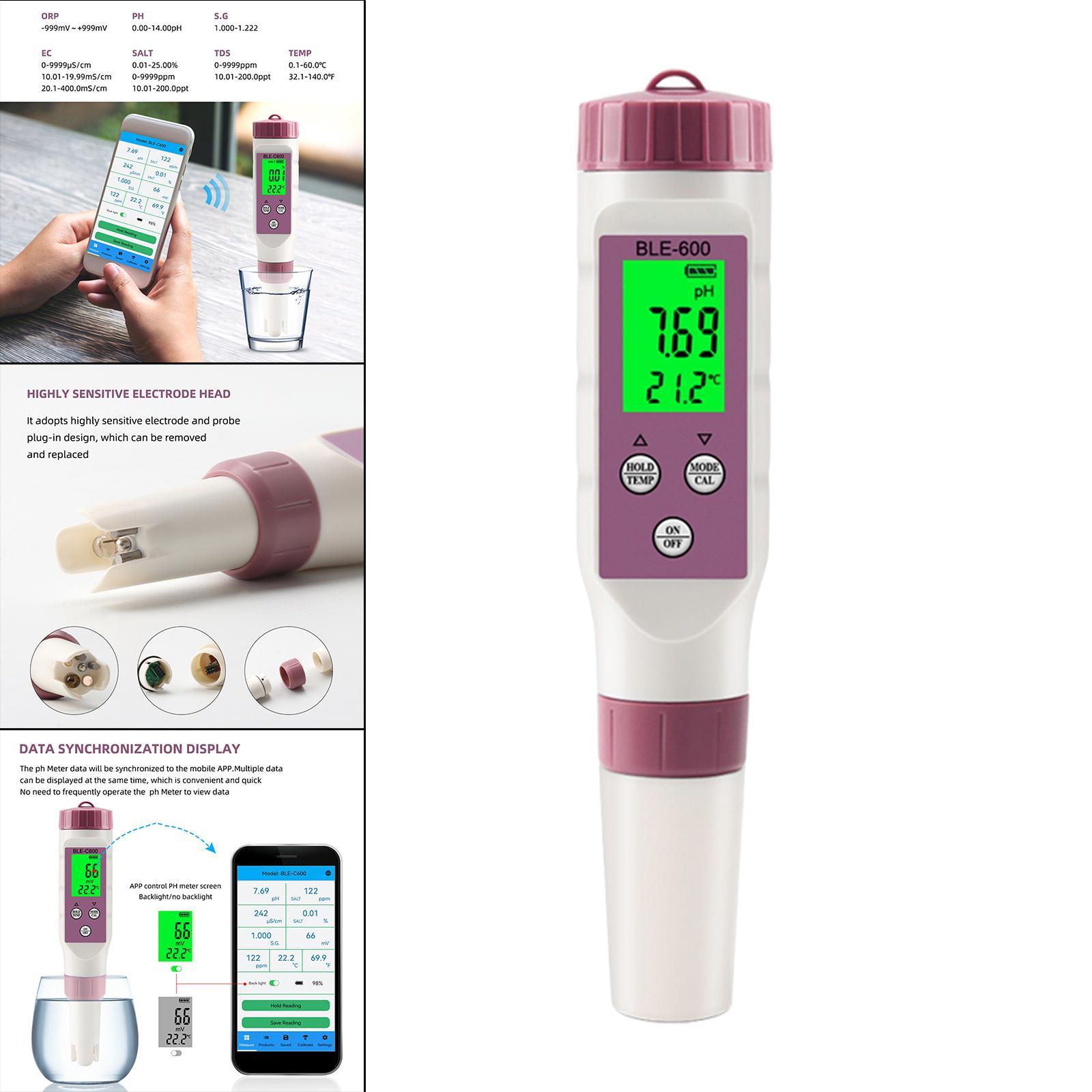 PH Tester Water Quality Tester Backlit LCD Display Acidometer for Aquarium