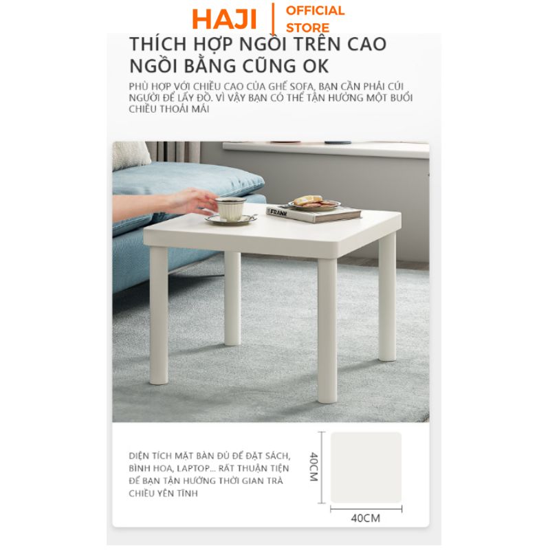 Bàn trà hình vuông, bàn decor, bàn cafe chân sắt trắng kiểu dáng hàn quốc, thương hiệu HAJI - GM110