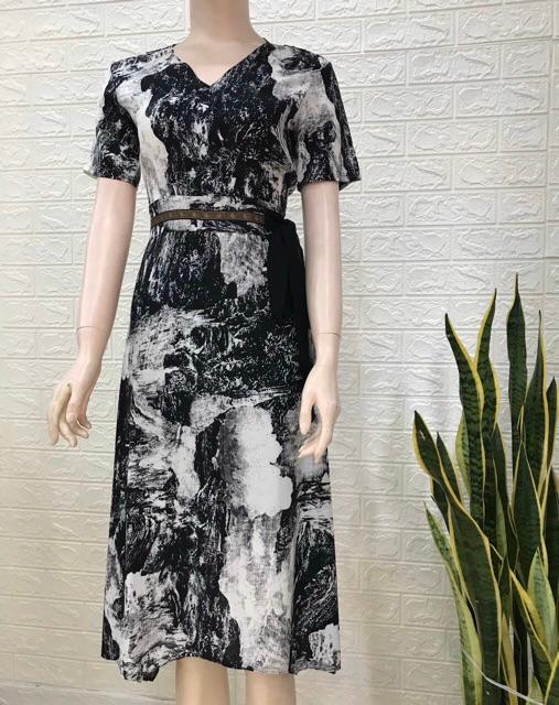 ĐẦM XOÈ HOẠ TIẾT DÂY NƠ ĐEN