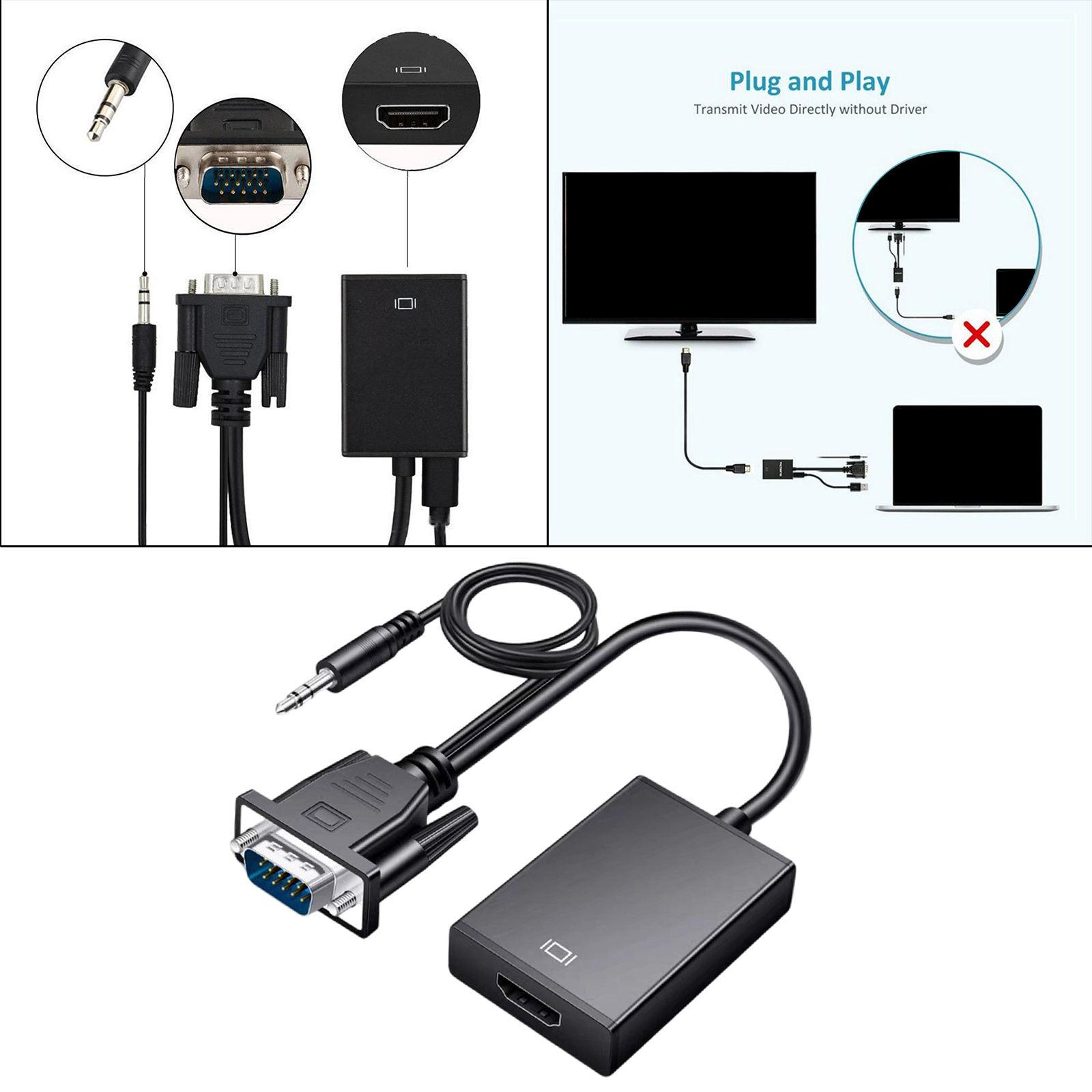 VGA to HDMI Converter Adapter VGA to HDMI for Computer Mobile Phones Black