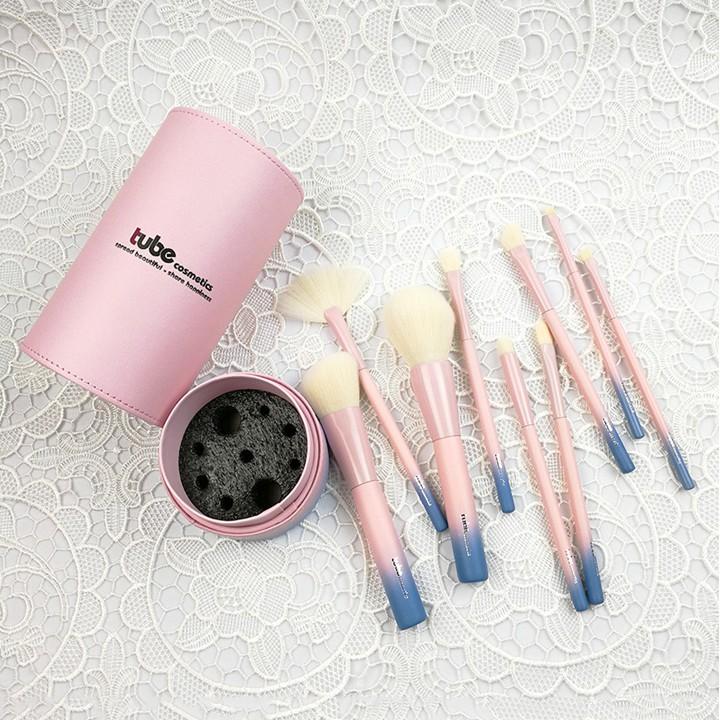 Bộ cọ trang điểm Tube 9 cây kèm ống đựng