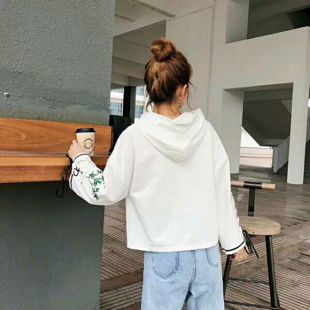 ÁO HODDIE ÁO KIỂU NỮ TAY DÀI HỌA TIẾT HOA CHO HỌC SINH SINH VIÊN