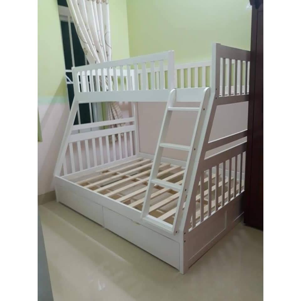 Giường 2 Tầng Logan Gỗ Tự Nhiên 1m4-1m - Trắng