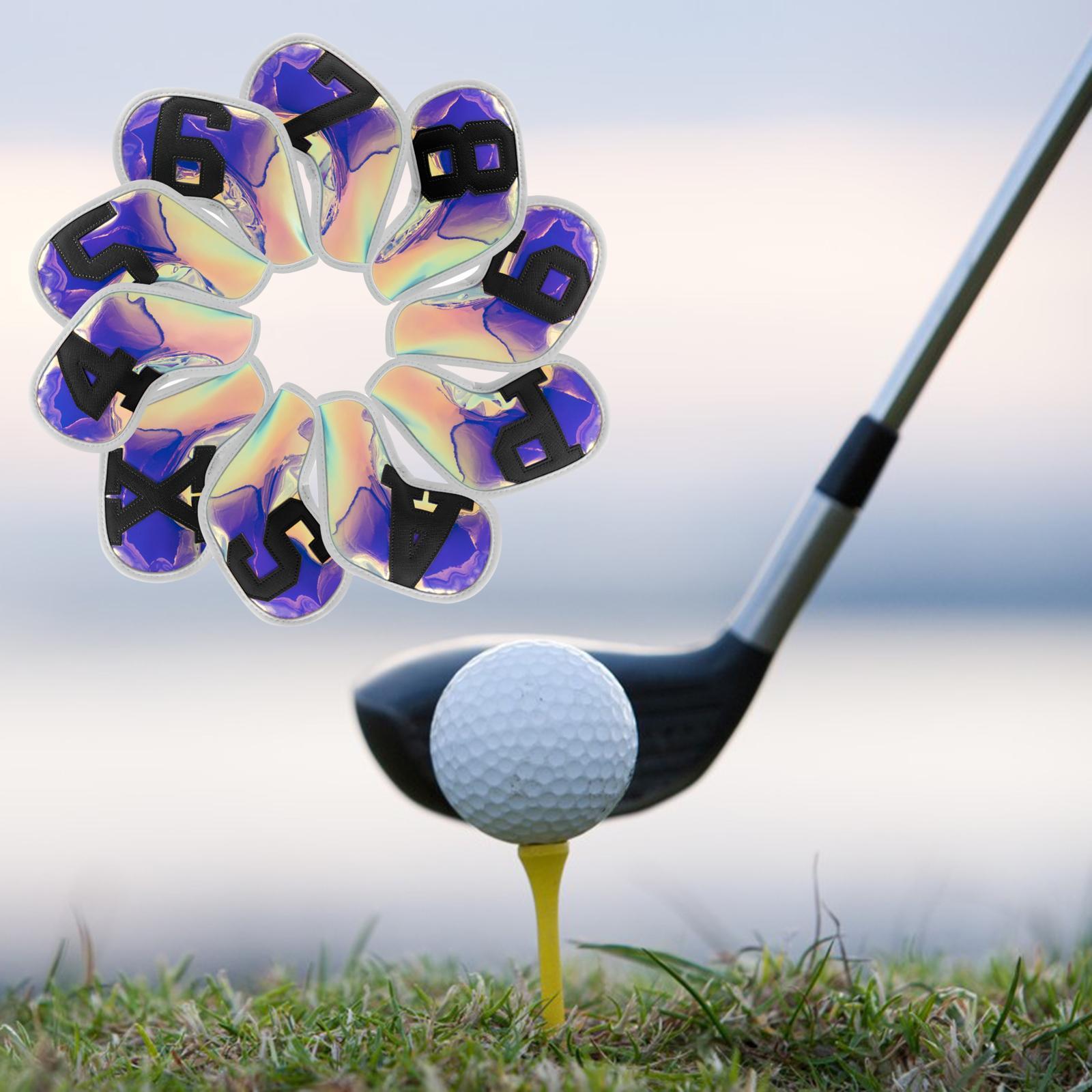 10Pcs Club Head Cover Fits All Brands Big Number Leather Golf Iron Headcover Set