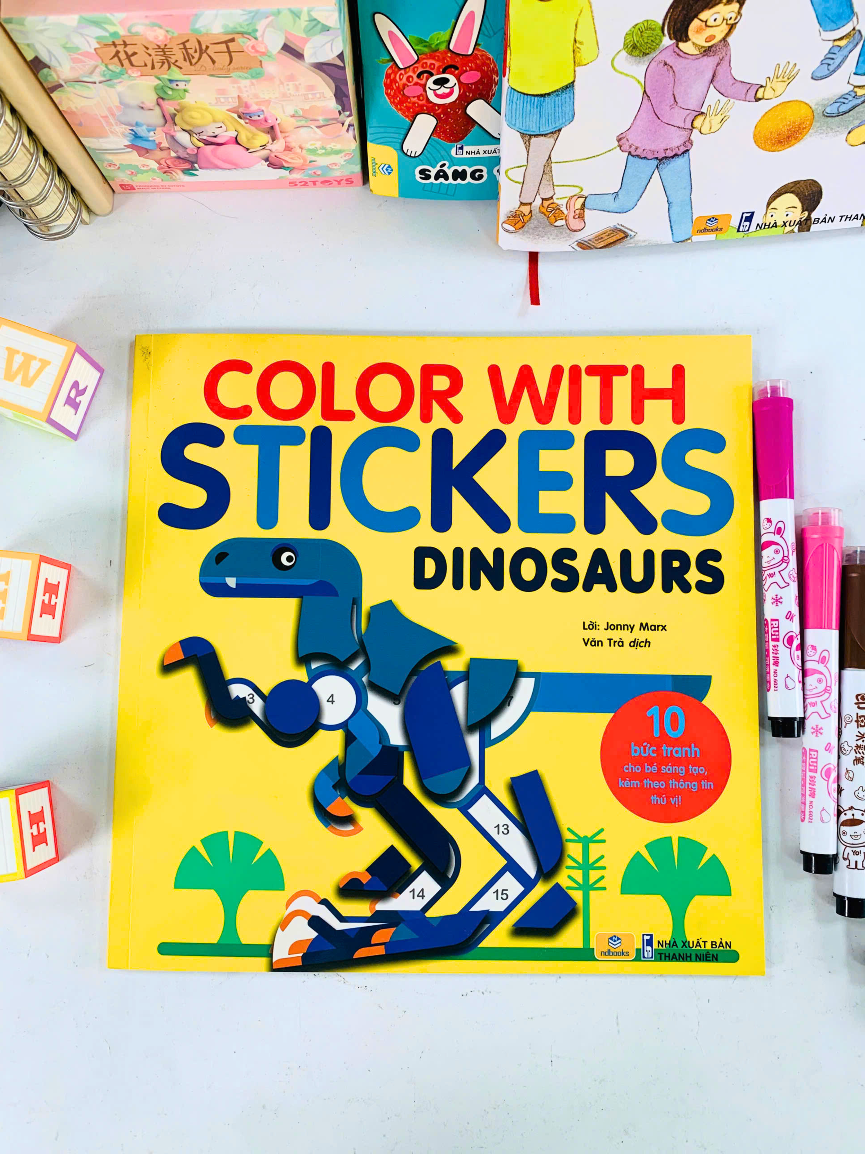 Sách - Color With Stickers - 10 Bức Tranh Cho Bé Sáng Tạo, Kèm Theo Thông Tin Thú Vị - ndbooks