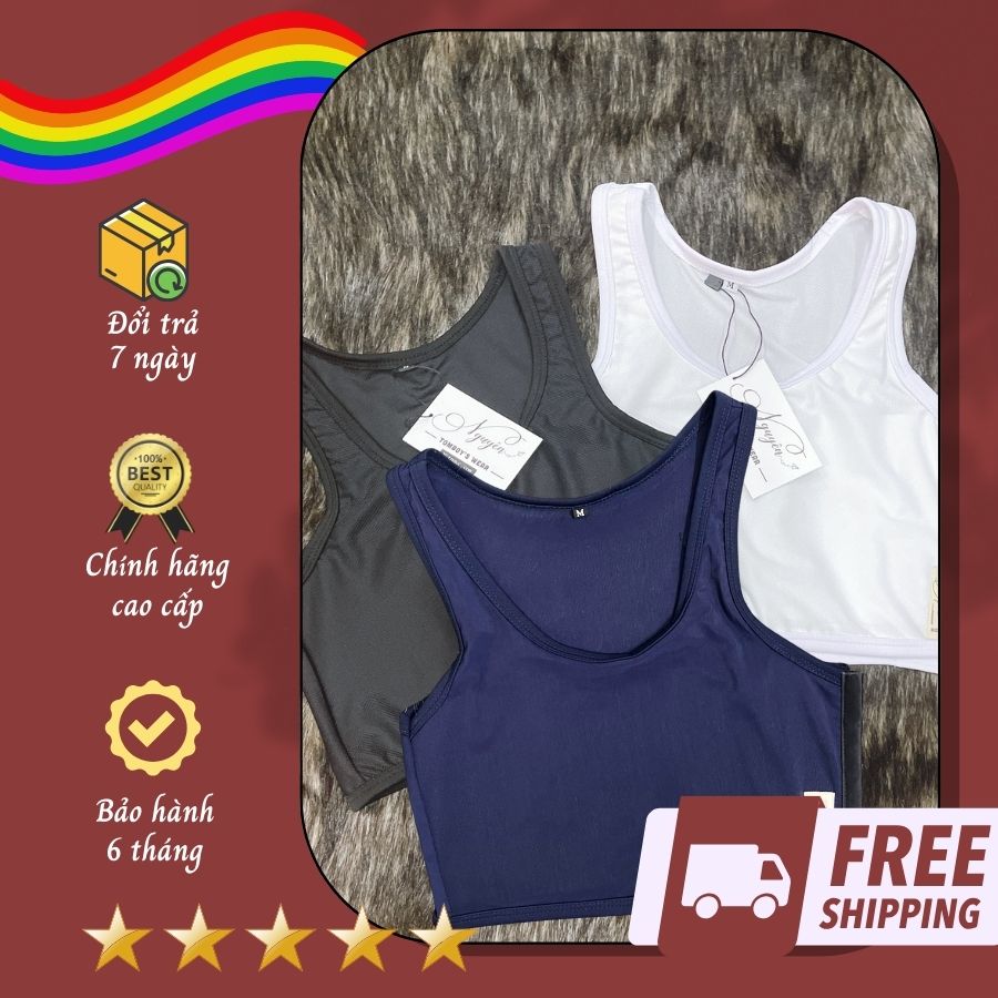 Áo Nịt Ngực Tomboy Lưới Mỏng 4D Thoáng Khí Thể Thao Ba Lỗ Thun Trơn Gen Thun Có Viền Móc Cài Hông Bigsize Nguyễn Nguyên