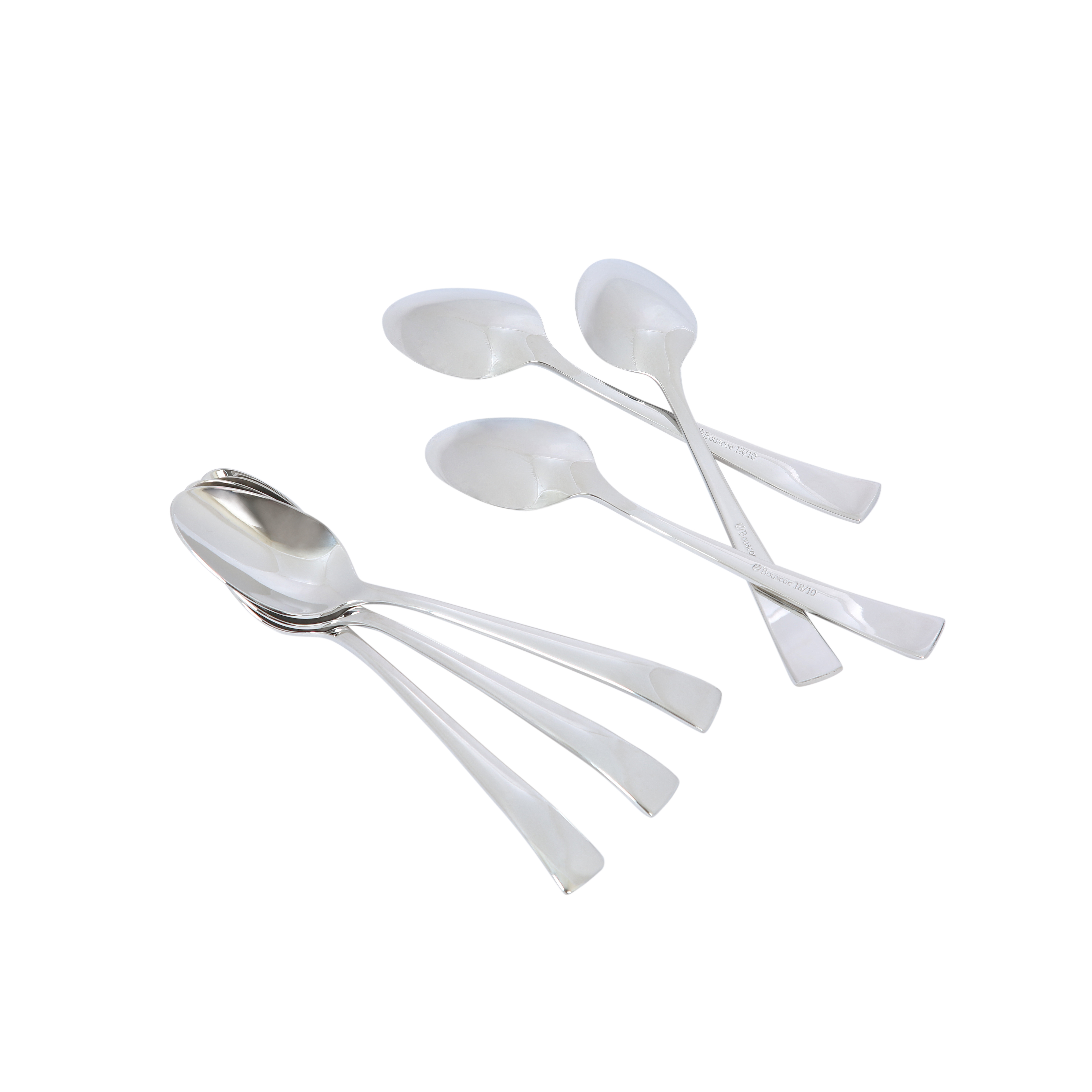 Bộ 6 Thìa Muỗng Cafe Trà Cán Vừa Inox 304 18/10 Cao Cấp Bouscoe -  Set Tea Spoons, Coffee Spoons