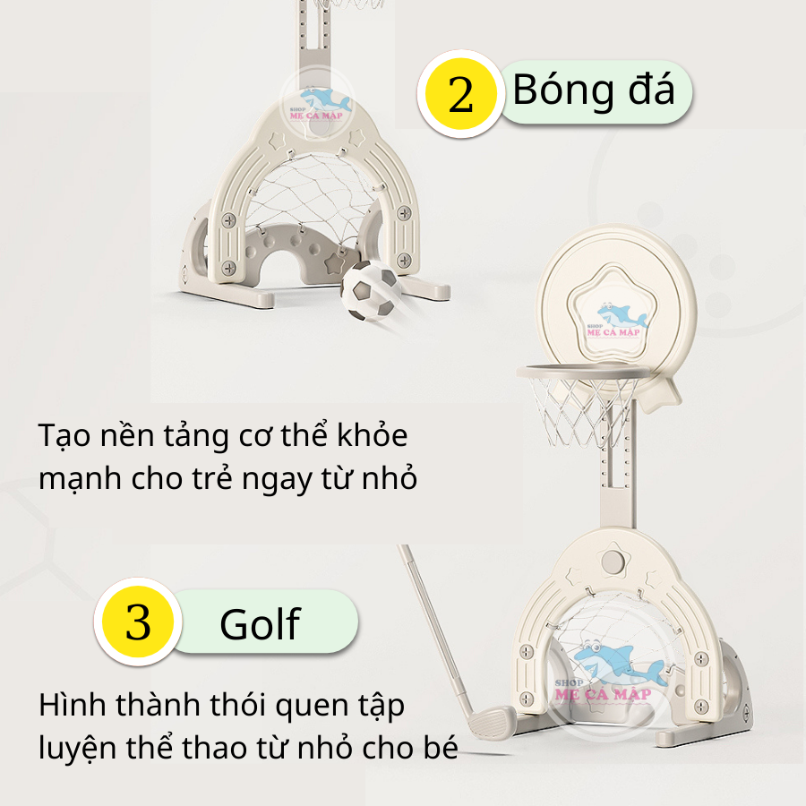 Đồ chơi STAR cho bé đa chức năng, chơi Bóng đá Bóng rổ Golf sẵn 3 màu giúp phát triển chiều cao vượt bậc