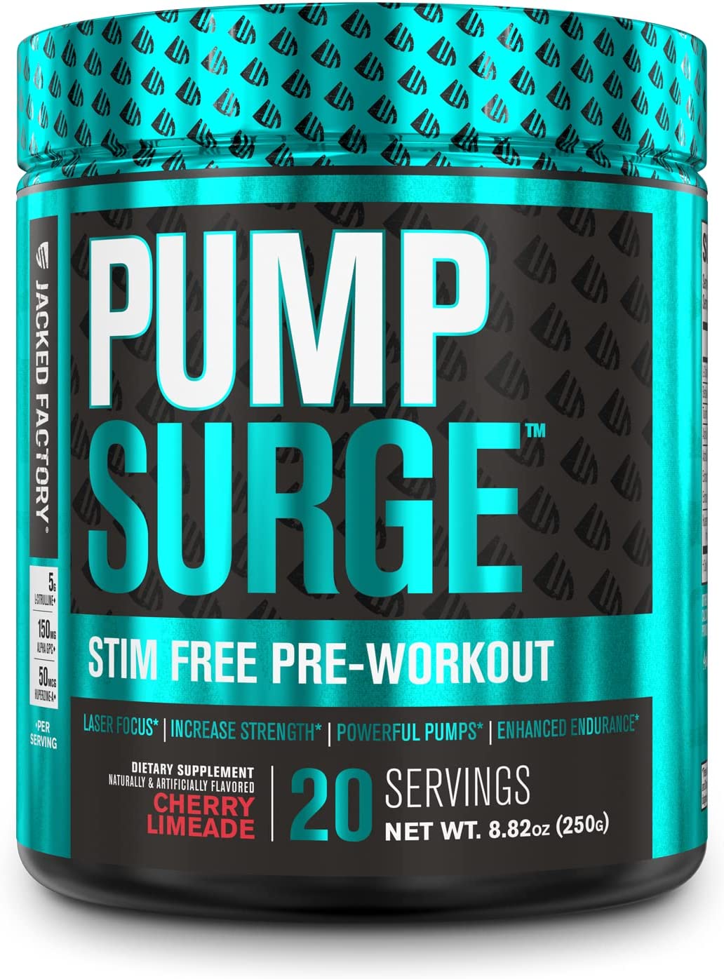 Pre-Workout không caffeine PUMPSURGE STIM thương hiệu &quot;JACKED Factory&quot; : Made in USA